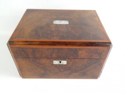 A Victorian walnut and satinwood crossbanded toilet box - 5