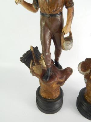 A pair of Continental cast metal early 20thC figures - 3