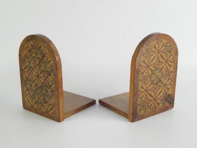 A pair of Victorian walnut and Tunbridgeware book ends