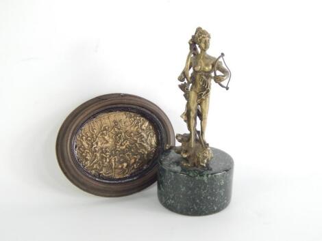 A Continental brass figure of Diana Victorious