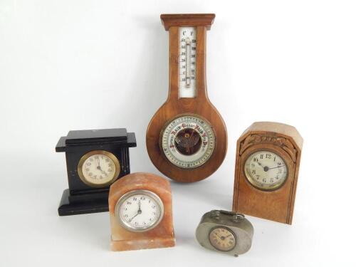 A Victorian barometer and thermometer