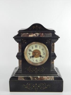 A Victorian slate and marble architectural model clock