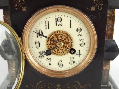 A Victorian slate and marble architectural model clock - 2