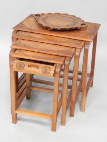 An early 20thC Anglo Indian quartetto of occasional tables