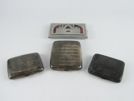 Three silver cigarette cases