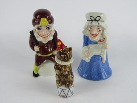 Three Wade pottery figures modelled as Mr Punch Judy & Toby