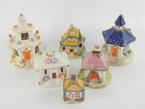 Staffordshire late 19thC pottery or porcelain cottage pastille burners