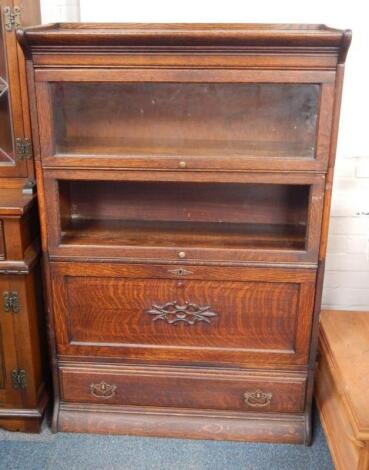 A Globe Wernicke style oak bureau bookcase