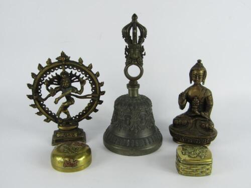 A Thai brass figure of Vishnu