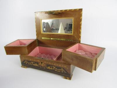 A Continental inlaid wooden musical jewellery box playing Lily Marlene - 3