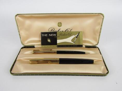 A Parker 61 fountain pen and propelling pencil set