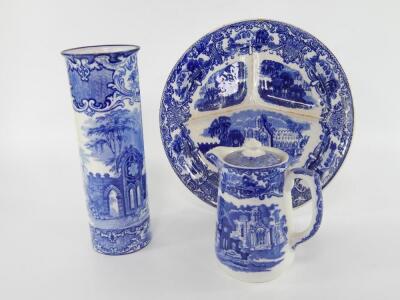 George Jones blue and white pottery decorated in the Abbey pattern