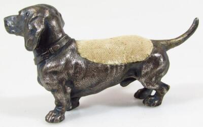 A cold painted metal dachshund dog pin cushion - 2