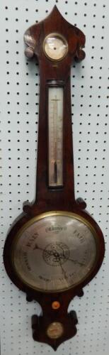 A mid 19thC rosewood wheel barometer