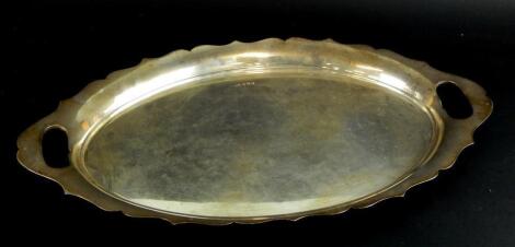 An Elizabeth II oval silver tray