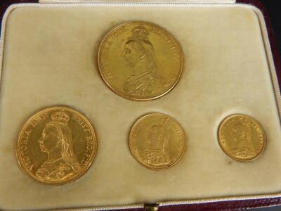 A set of four Queen Victoria 1887 gold coins - 2