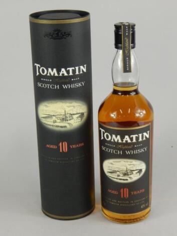 A bottle of Tomatin Single Malt Scotch Whisky