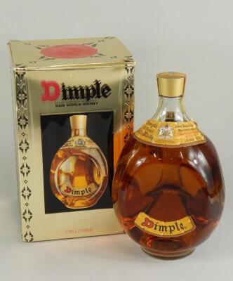 A large 1.75 litre bottle of Hague Dimple Scotch Whisky