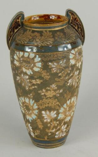 A Doulton Lambeth Slaters Patent two handled vase