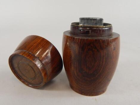 A 19thC Lignum Vitae travelling inkwell