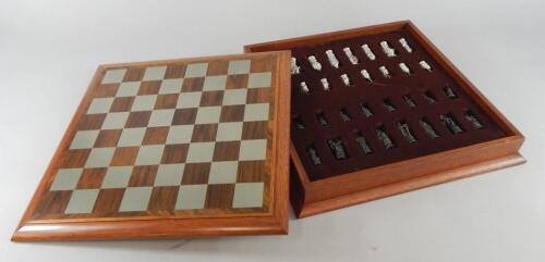 A Salinger pewter Camelot chess set