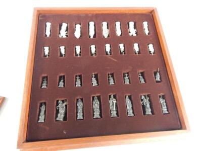 A Salinger pewter Camelot chess set - 2