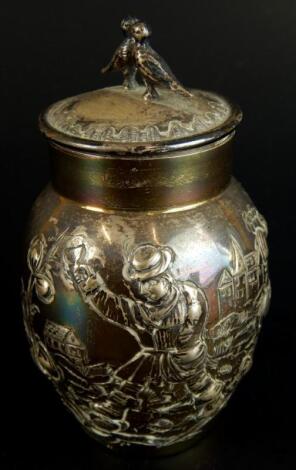 A Continental jar and cover