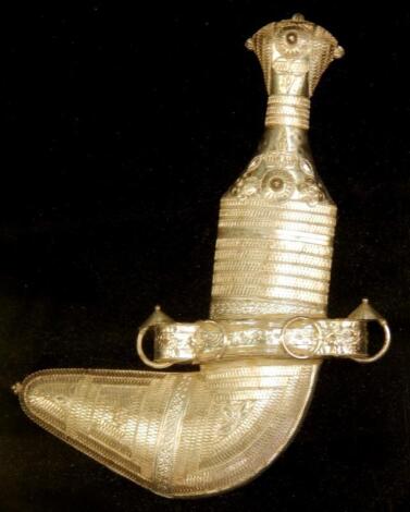 A Middle Eastern white metal presentation dagger