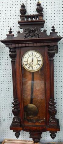 A late 19thC walnut Vienna wall clock