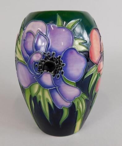 A Moorcroft Anemone Tribute bullet shaped vase