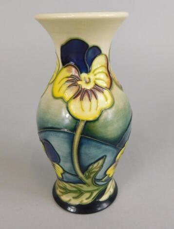 A small modern Moorcroft vase Pansy Parade by Kerry Goodwin