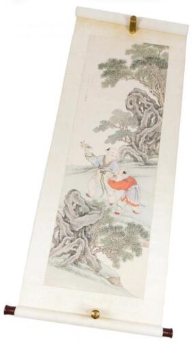 19thC School. Cloth scroll