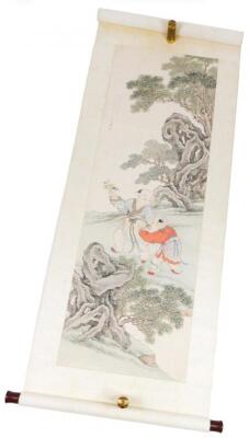 19thC School. Cloth scroll