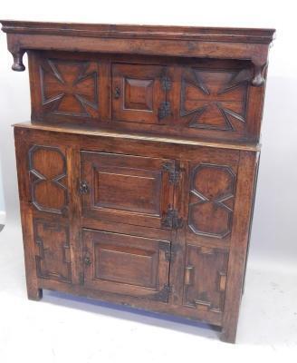 A 17thC oak court cupboard