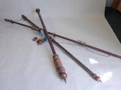 Three mahogany Victorian style curtain poles - 2