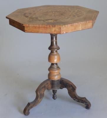 A 19thC walnut and parquetry occasional table