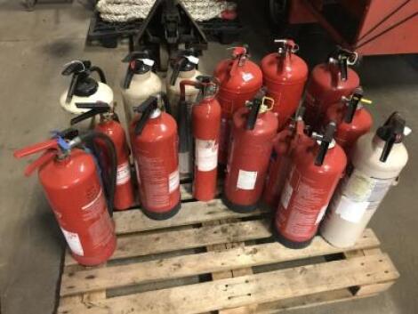 A quantity of fire extinguishers