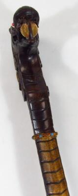 A 20thC Chinese hardwood staff - 3