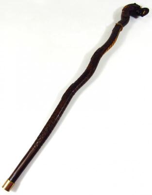 A 20thC Chinese hardwood staff - 5