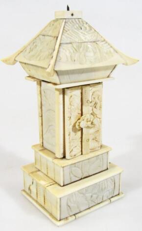 A late 19thC Chinese ivory pagoda