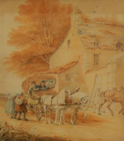 19thC British School. Horse and carriage
