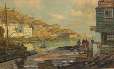 A Everding (19th/20thC). Fishing harbour
