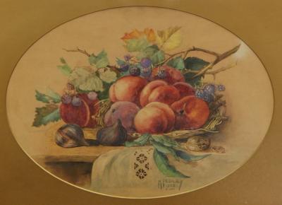 M Pedley (19th/20thC). Fruit still life