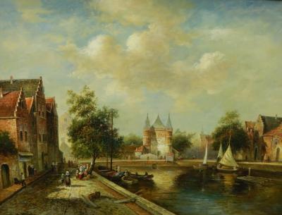 Van Nistelrooij (20thC). Dutch canal scene