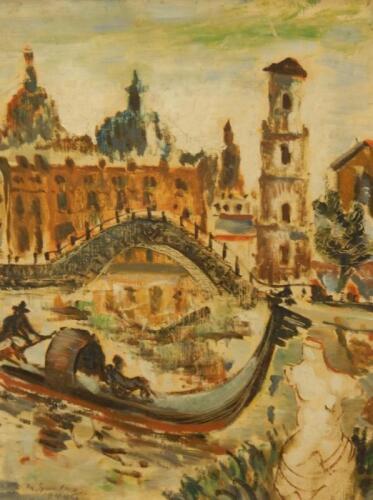 M Sontag (20thC). Venice canal scene