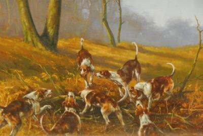 20thC British School. Hounds