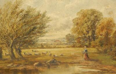 Constance Dickins (19th/20thC). Rural landscape with farm maiden