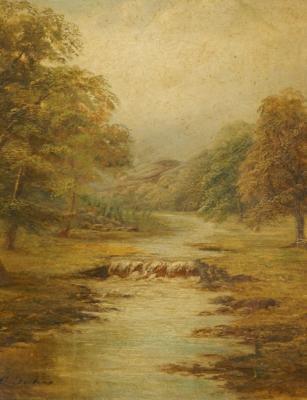 Constance Dickins (19/20thC). River landscape