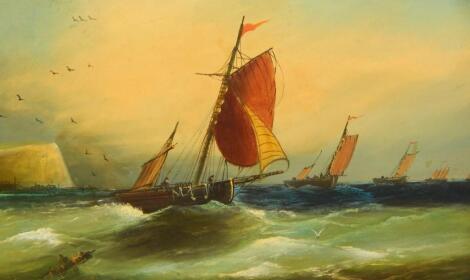 19/20th Century British. Sailing boats off the coast