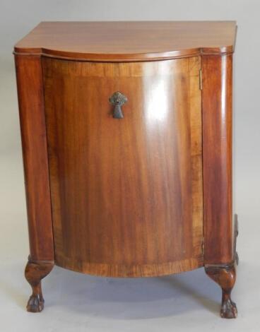 A 1920s mahogany bow fronted side cabinet